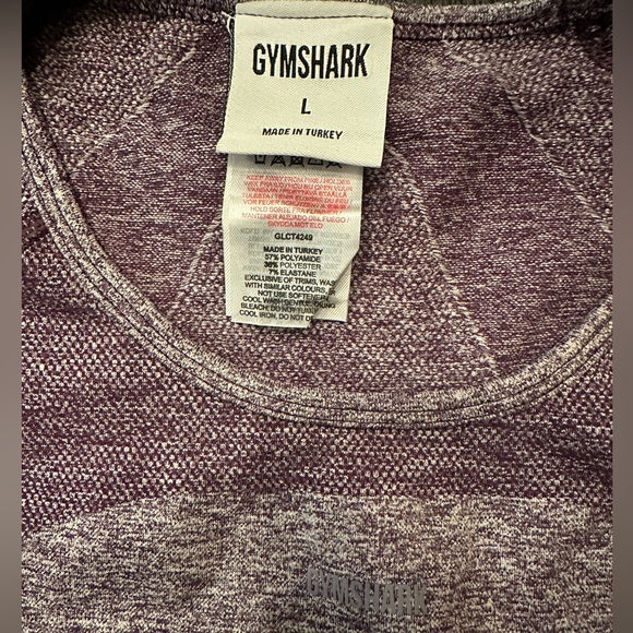 NWOT GYMSHARK Flex Sport Long Sleeve Crop Top woman’s purple berry - Picture 5 of 5